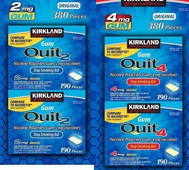 Kirkland Signature Quit 2mg / 4mg Quit Smoking Gum Nicotine Polacrilex 190-380ct