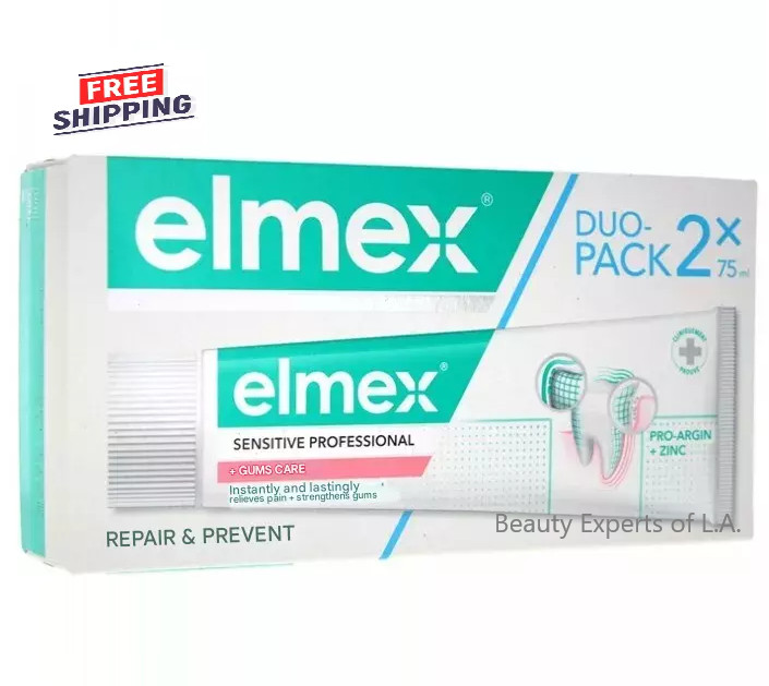 2 PACK Elmex Sensitive Professional + Gums Care 75ml Exp 02/2027
