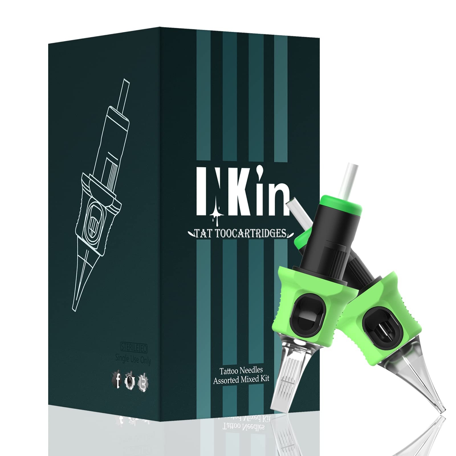 Inkin Tattoo Needles Assorted Tattoo Cartridges 40Pcs 12 3Rs 5Rs 7Rs 9Rs 11Rs