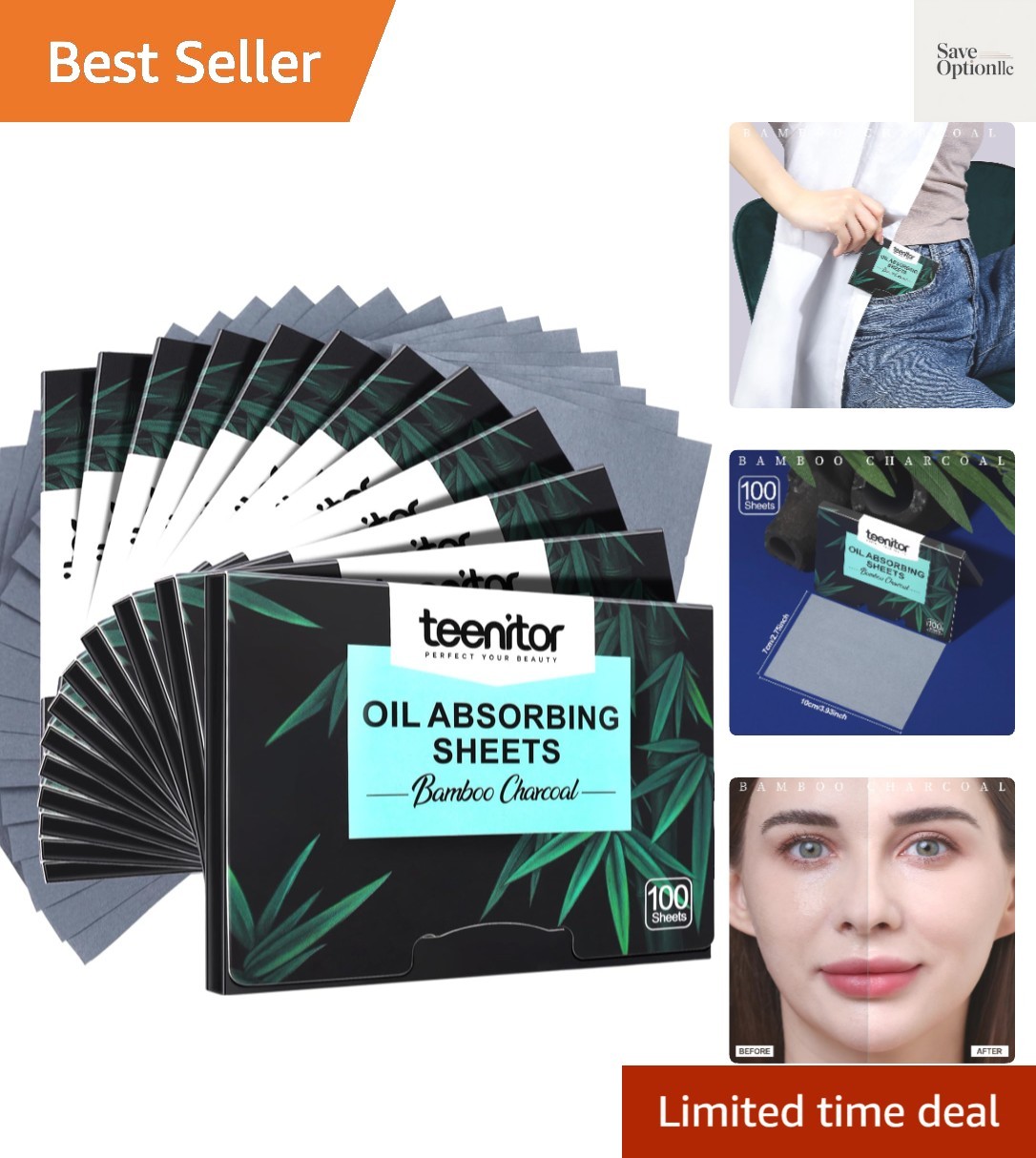Bamboo Charcoal Blotting Paper – 1200 Count Oil Absorbing Sheets for Oily Ski…