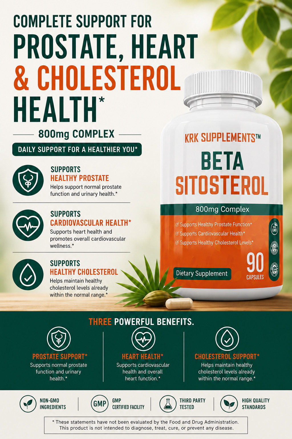1 Bottle Beta Sitosterol Super Mega Strength Prostate Phytosterol Plant Sterol