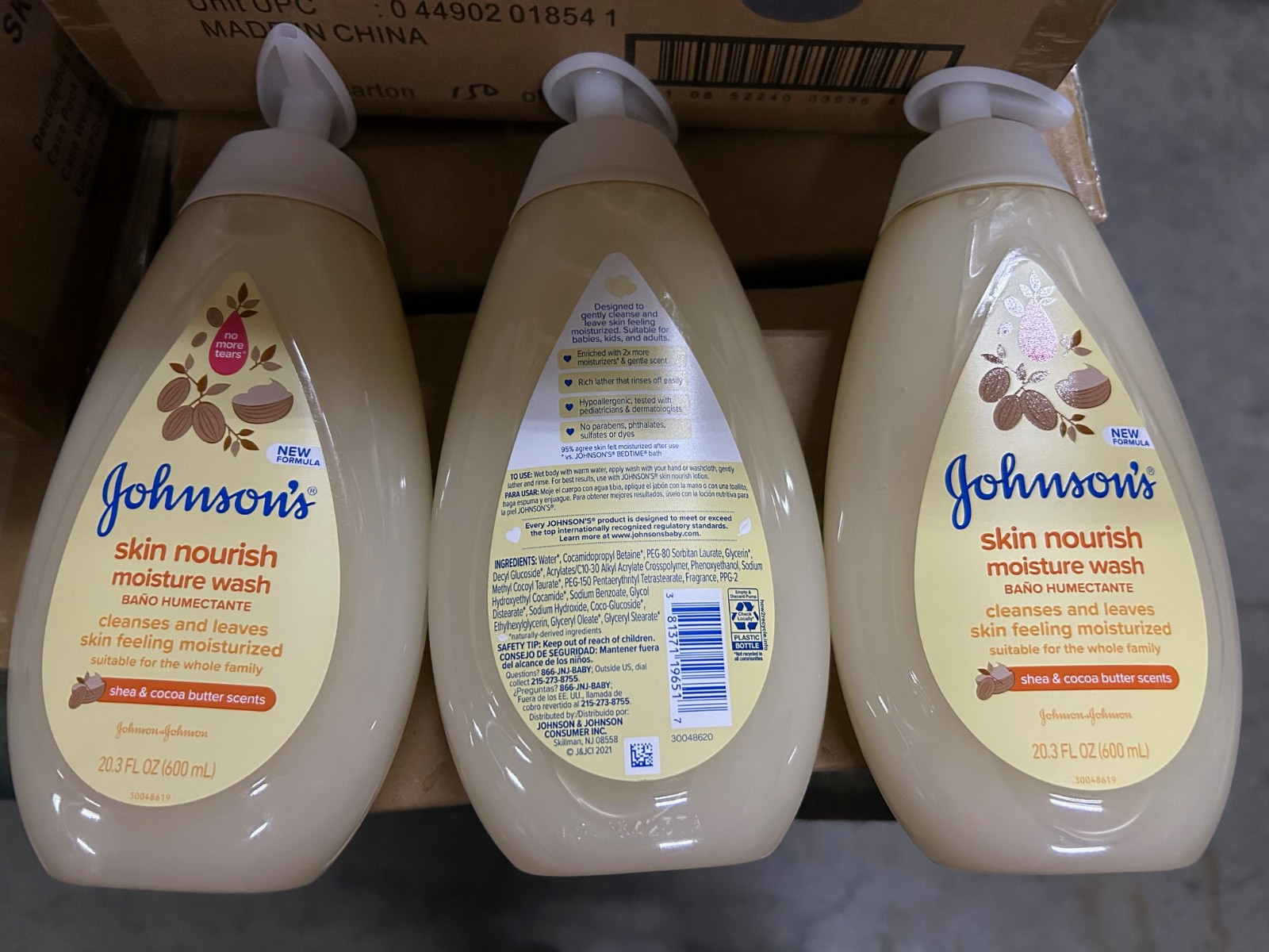 3x 20.3oz Johnsons Skin Nourish Moisture Wash Shea & Cocoa Butter Scents Cleanse