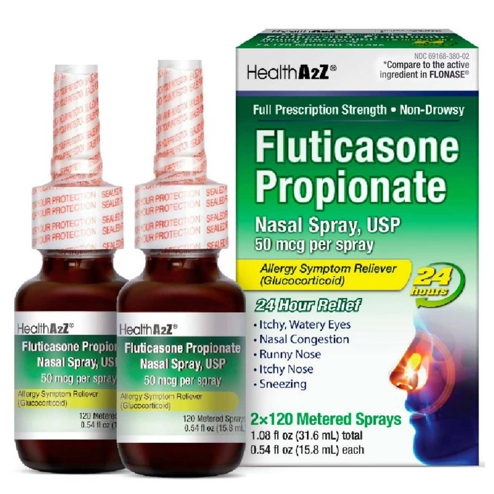 HealthA2Z Fluticasone Propionate Nasal Sprays 24 Hour Allergy Relief – 240 Spray