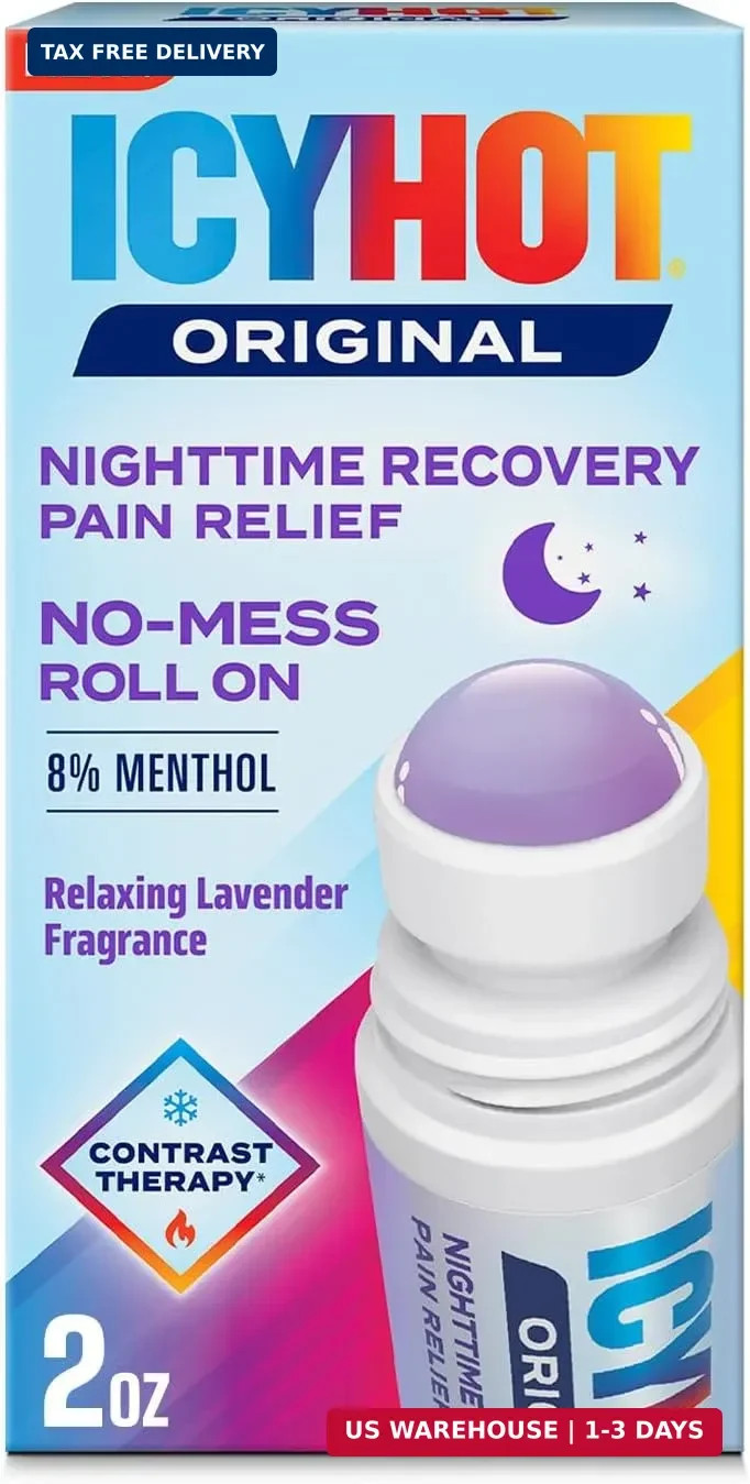 Icy Hot Original Pain Relief Nighttime Recovery No-Mess Roll-On White