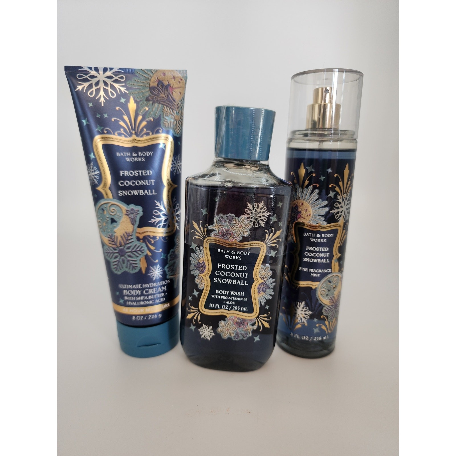 Bath & Body Works Frosted Coconut Snowball Body Mist, Cream, and Wash