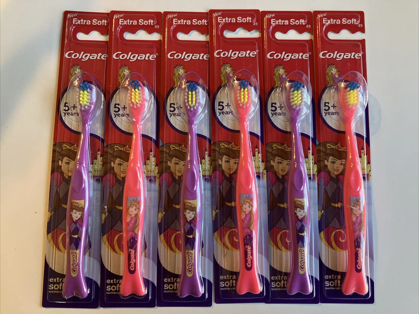New 6 Pack Colgate Princess Toothbrush Extra Soft 5+ Years