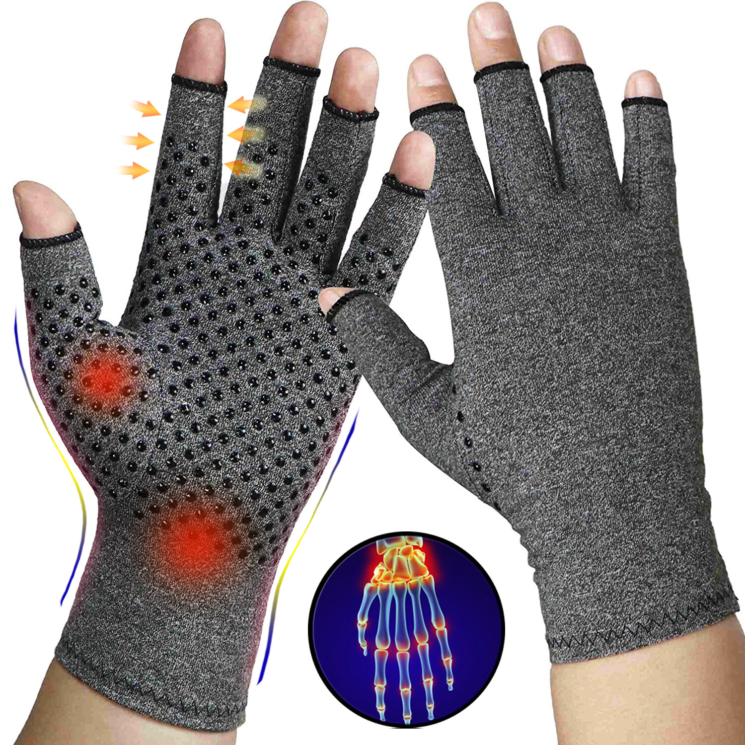 Magnetic Compression Arthritis Gloves Carpal Tunnel Hand Support Pain Relief US