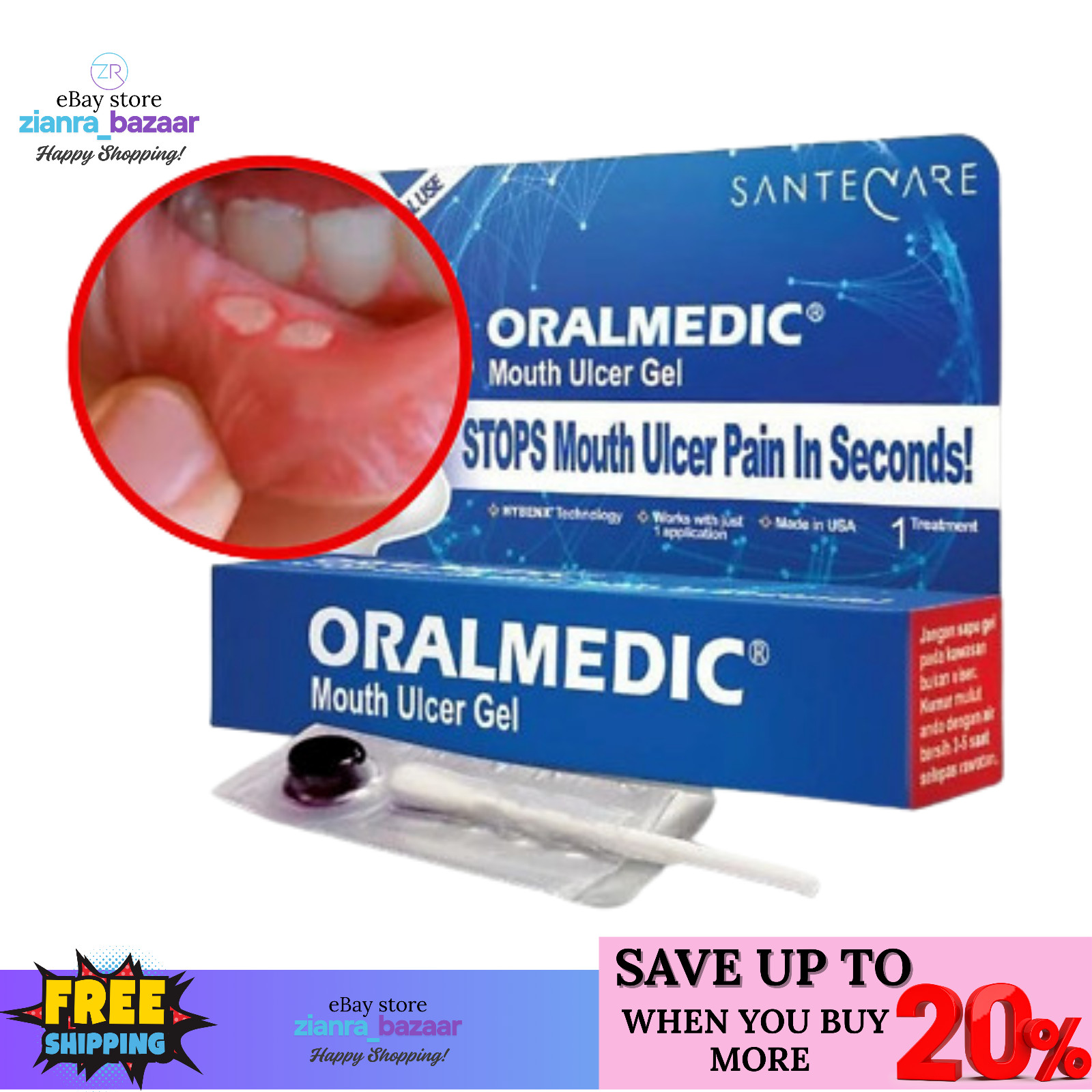 Oralmedic Mouth Ulcer Gel One Treatment Fast Pain Relief Free Shipping