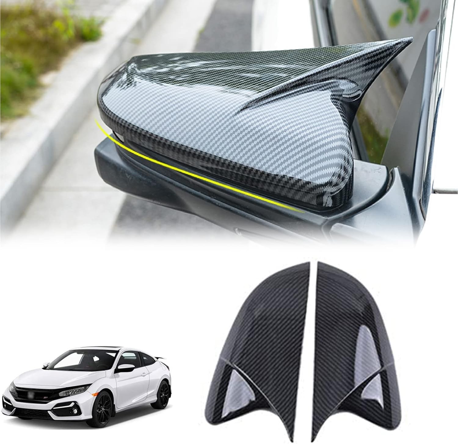 Rearview Mirror Cover Compatible with Honda Civic 10th Gen 2016-2021 ABS Materia