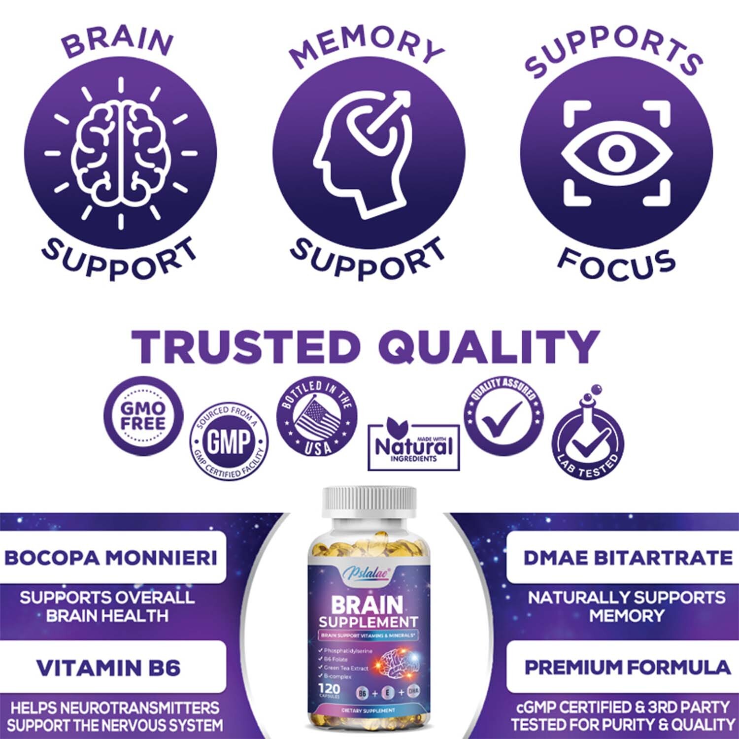 Brain Supplement – Memory Booster, Focus Function, Clarity – Phosphatidylserine