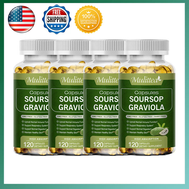 1000mg Soursop Graviola Capsules Leaf&Fruit Extract 120Capsules High Potency