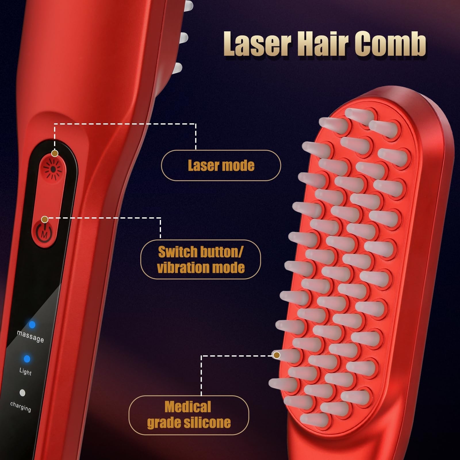 Laser Hair Growth Comb – Red Light Therapy Treatment for Men & Women, 1pc