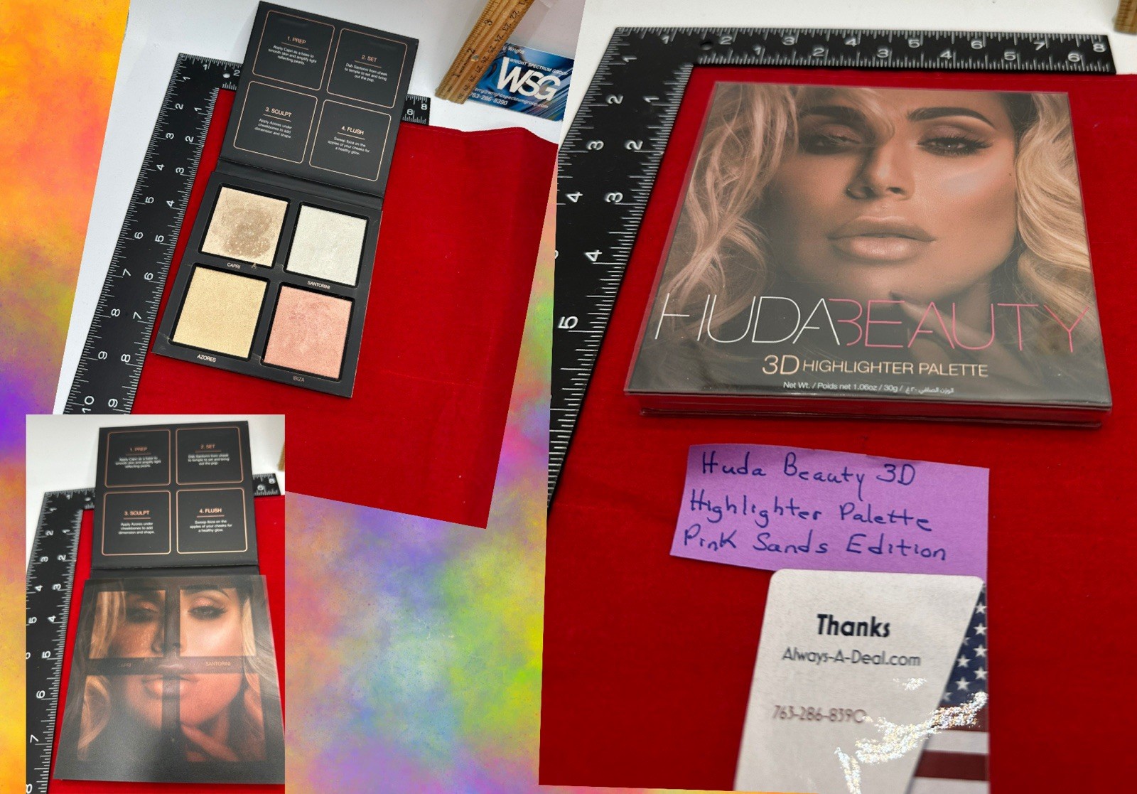 Huda Beauty 3D Highlighter Palette Pink Sands Edition NIB Bronzer Contour Blush
