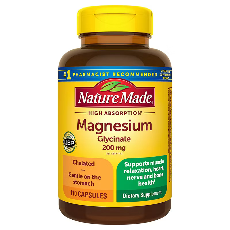 Nature Made Magnesium Glycinate 200 mg Capsules 110 ct High Absorption EXP-05/27