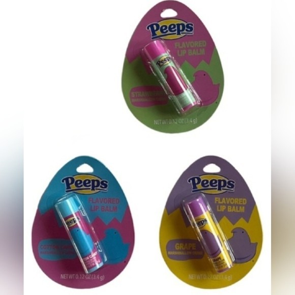 Peeps Lip Balm Grape, Cotton Candy & Strawberry 3 Pk Easter Baskets
