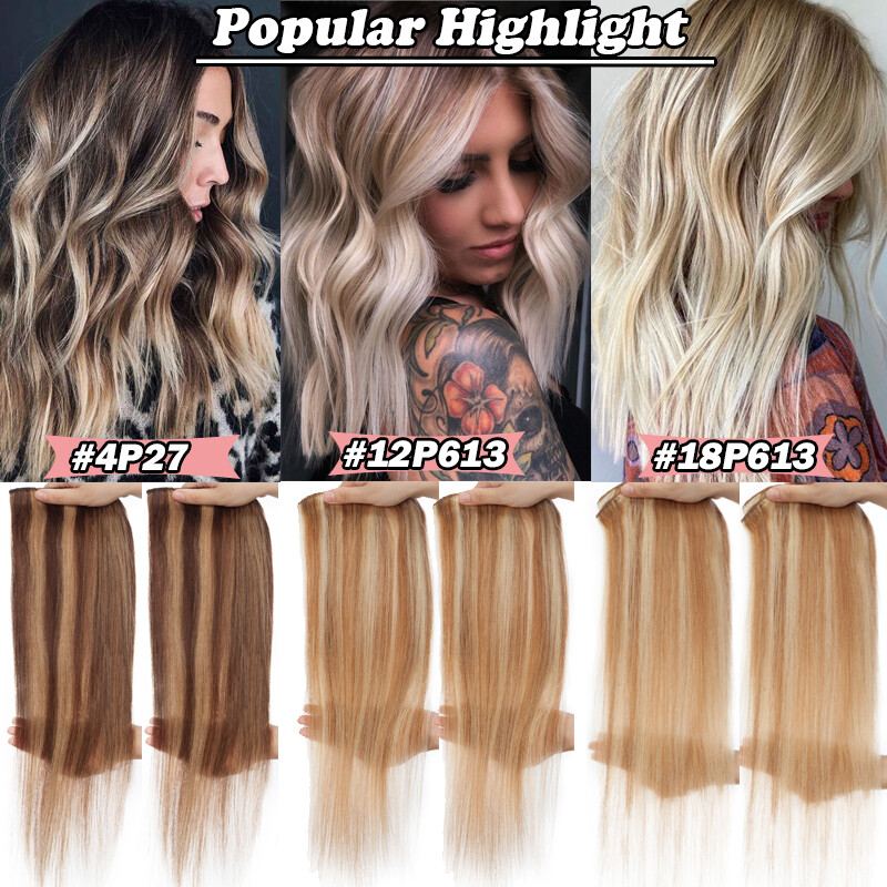 Clip In 100% Real Hair Extensions Remy Human Hair Full Head 8 PIECES 18CLIPS SUA