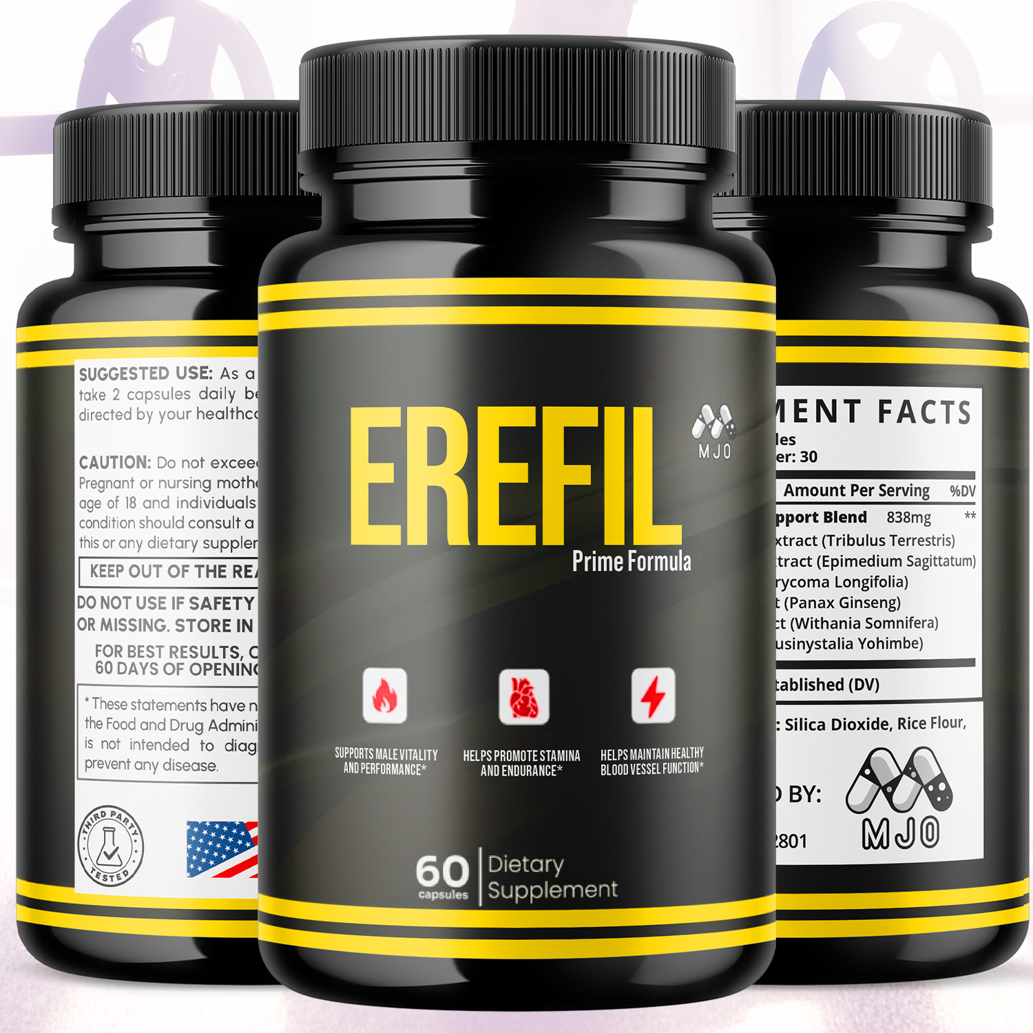 (3 Pack) Erefil Advanced Male Health Max Support Supplement Ero Fil 180 Capsules