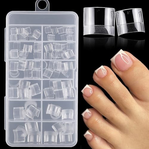 240pcs Toe Nail Tips Clear Soft Gel Toenail Tips Half Cover Half Toenails