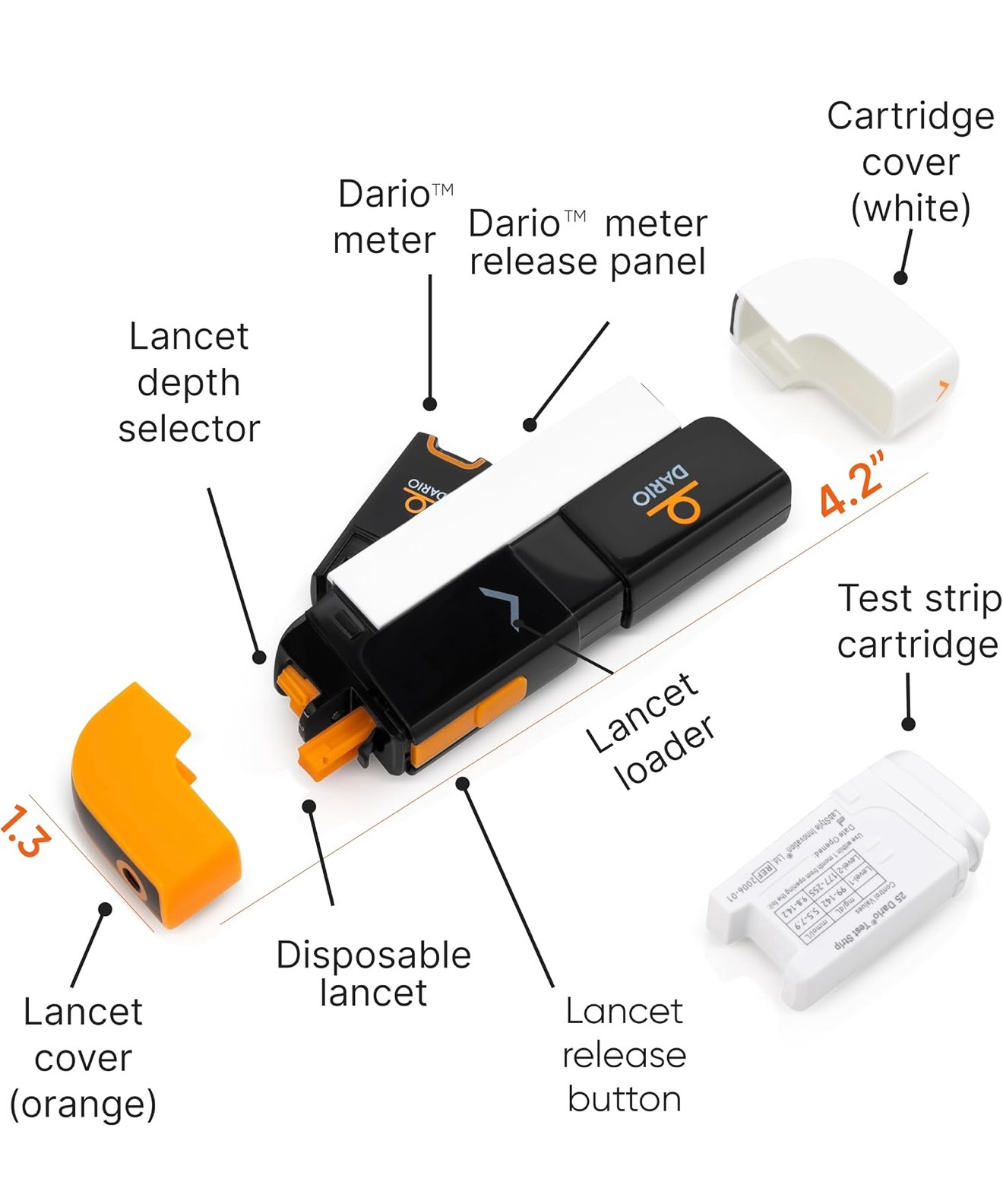 Dario Smart Blood Glucose Monitor Kit Google Play Apple and Carrying Travel Case