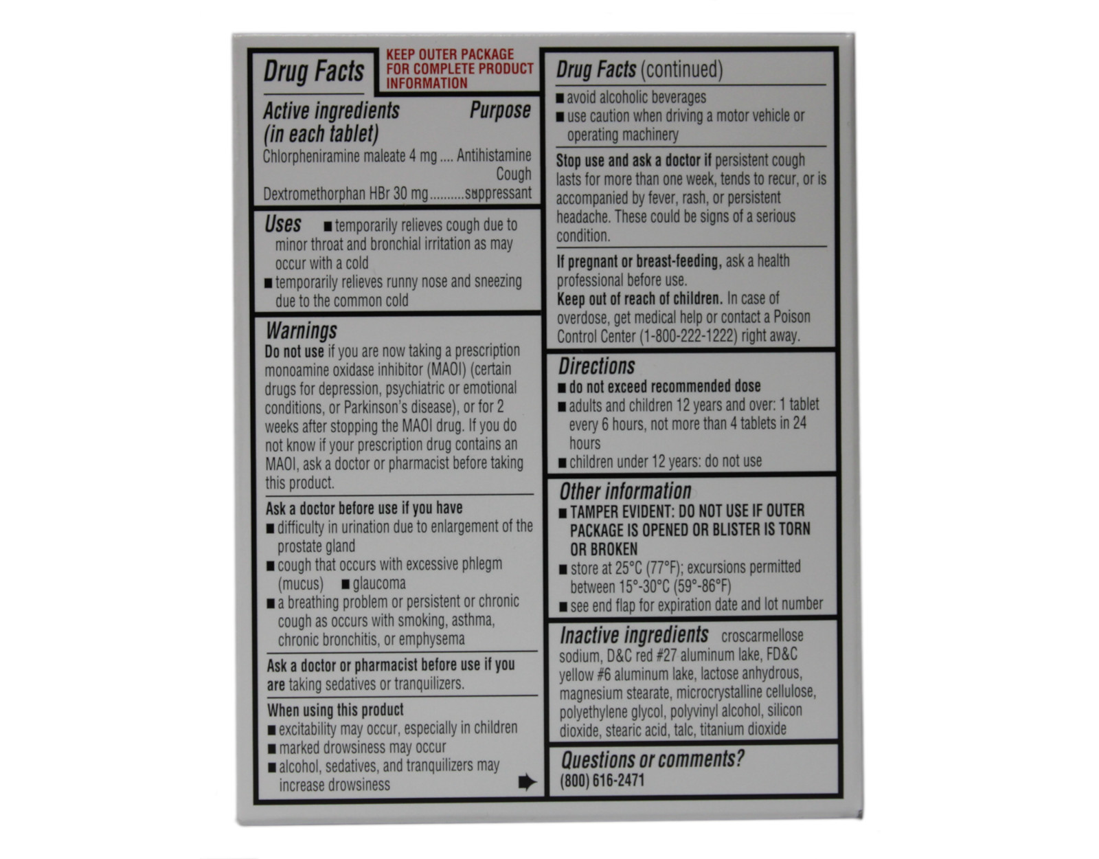 Major Cough & Cold Relief for People with High Blood Pressure 16 Tablets