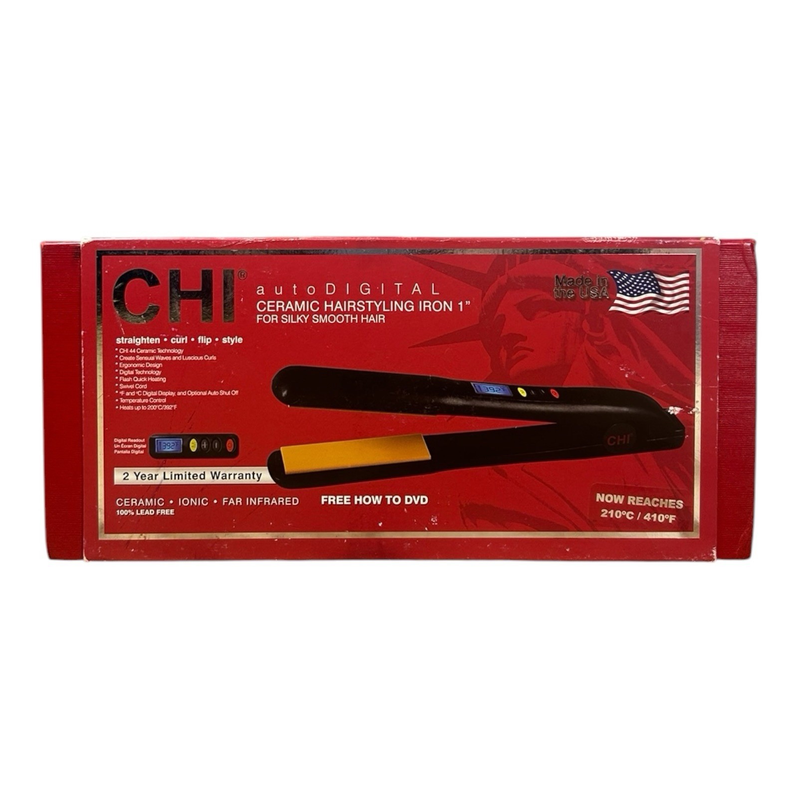 CHI AutoDIGITAL Ceramic Flat Iron 1 Inch Only 8 Hours Use GF1004USA EUC