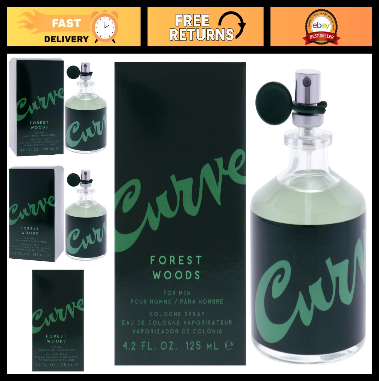 Men’s Curve Forest Woods 4.2 oz EDC Spray – Fresh Fragrance, Long-Lasting Scent