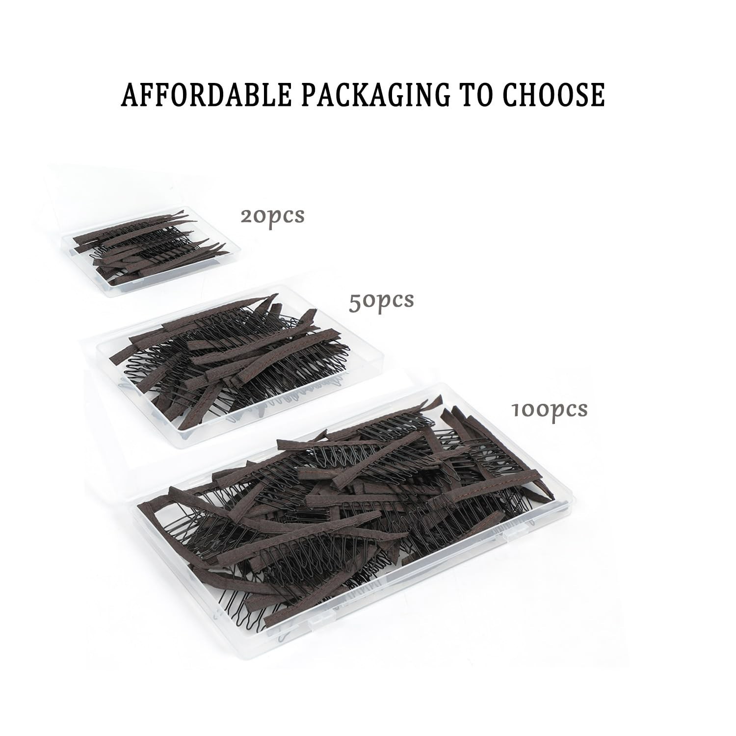 Durable 7-Teeth Wig Combs – 20 Pcs Brown Clips for Effortless Wig Attachment