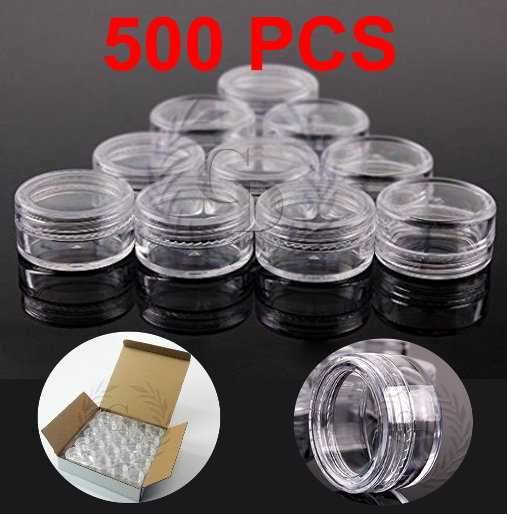 500 High Quality 5 Gram Clear Lid Jars – Makeup Cream Sample container 5g 5ml