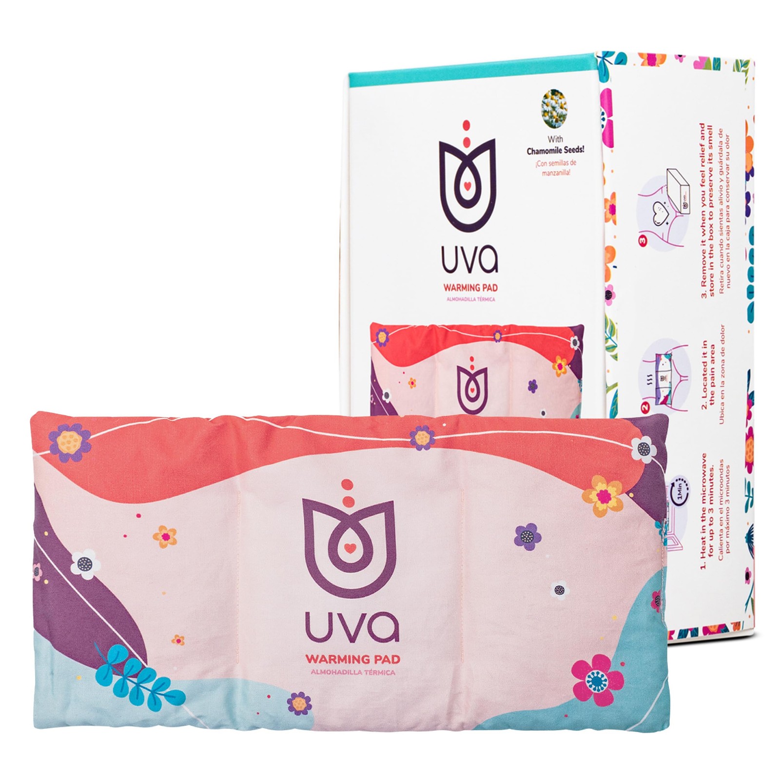UVA Microwave Heating Pad for Cramps with Chamomile Seeds 11.81″ x 5.91″, Pink