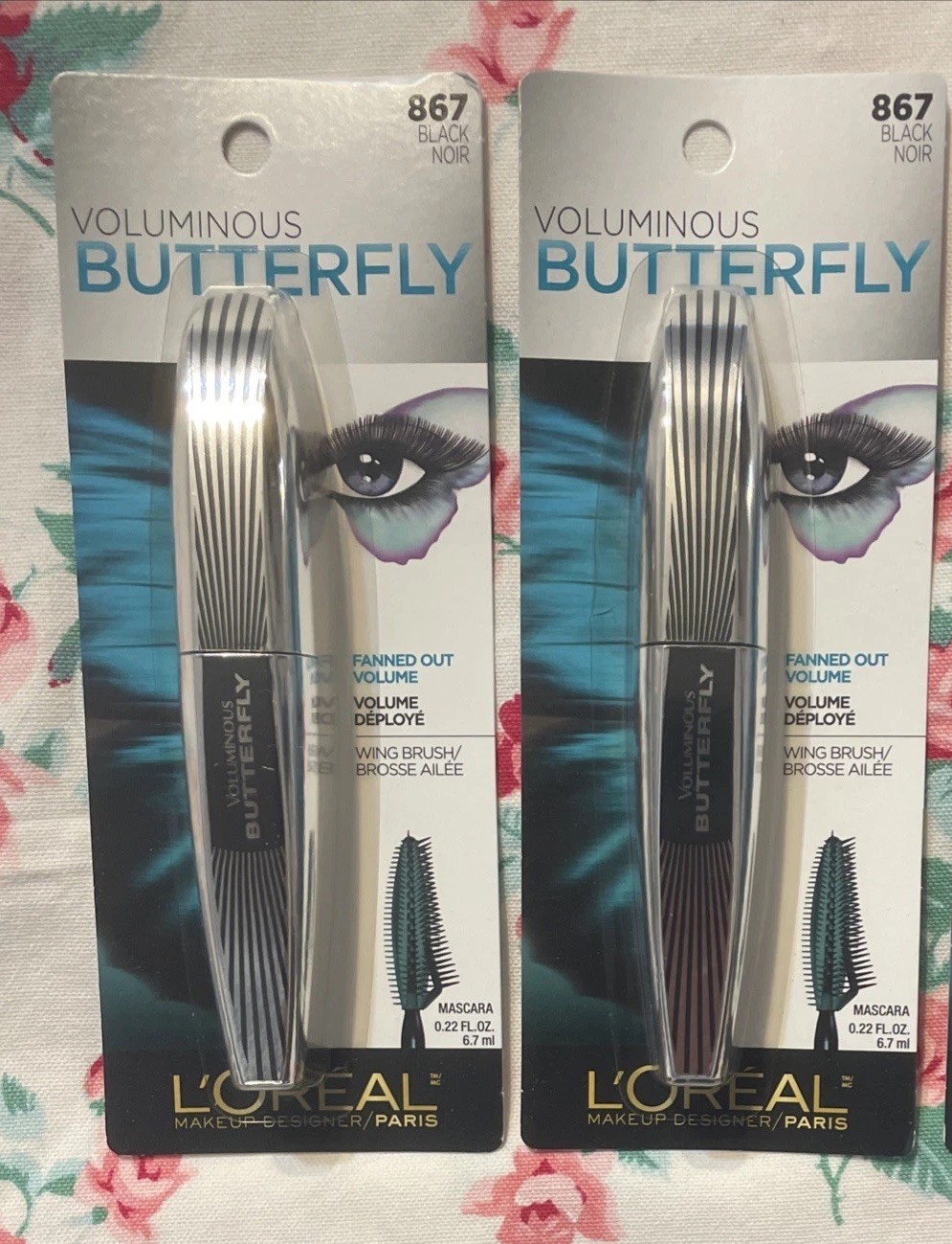 2~LOREAL Paris Butterfly Mascara 867 Black Wash 0.22oz Fanned Out Volume RETIRED
