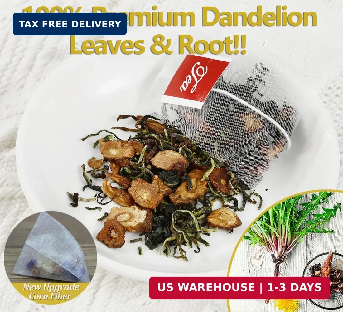 Dandelion Tea 100-Leaf & Root Herbal Tea Bags for Liver & Kidney Health Detox