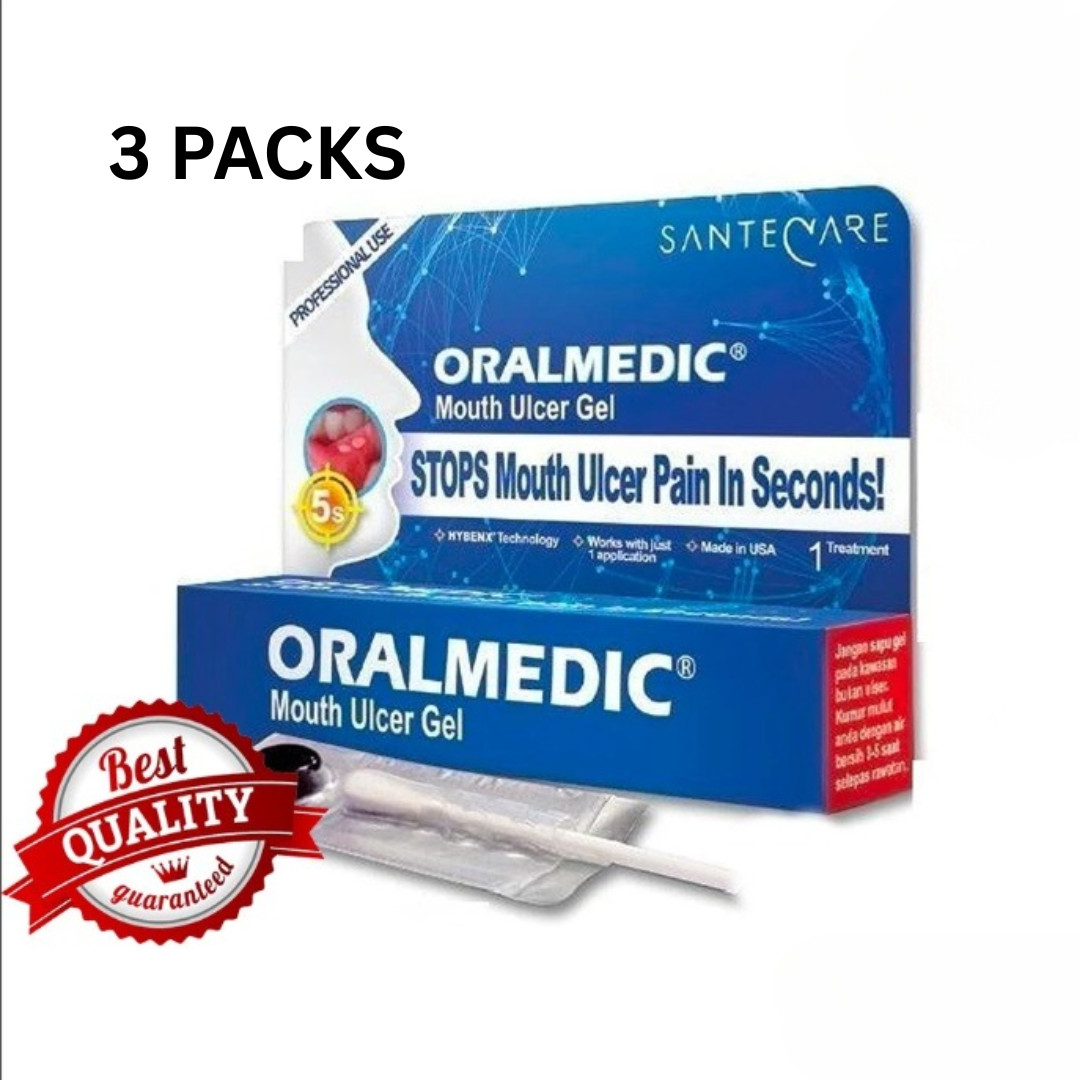 3x Oralmedic Mouth Ulcer Gel Fast Pain Relief 1 Treatment Made in USA