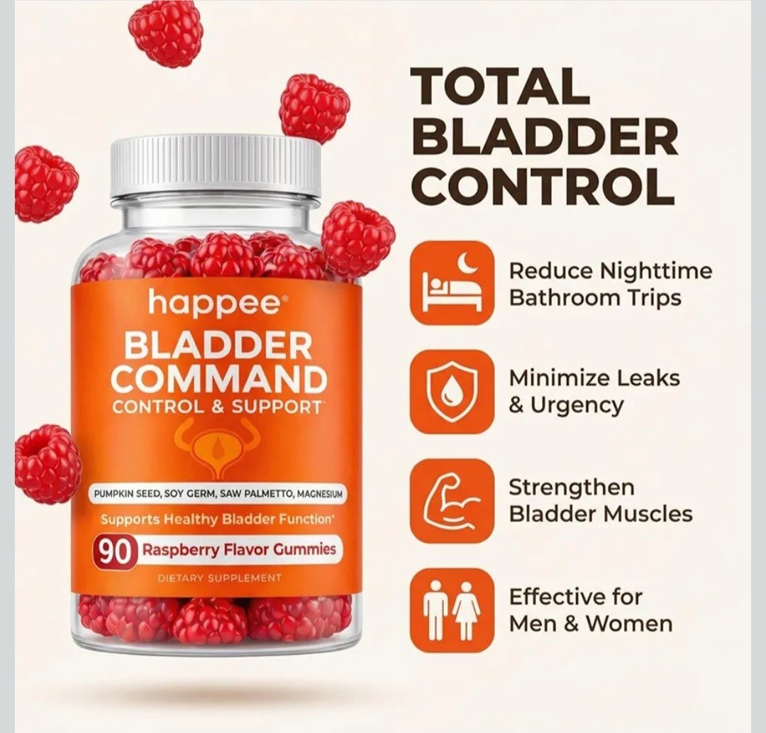 Happee Bladder Control Gummies for Women & Men 90ct Raspberry