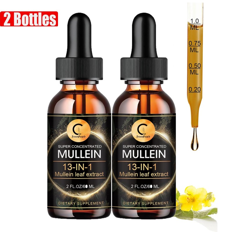 2Pack Mullein Drops for Lungs Mullein Leaf Extract with Chlorophyll for Lung