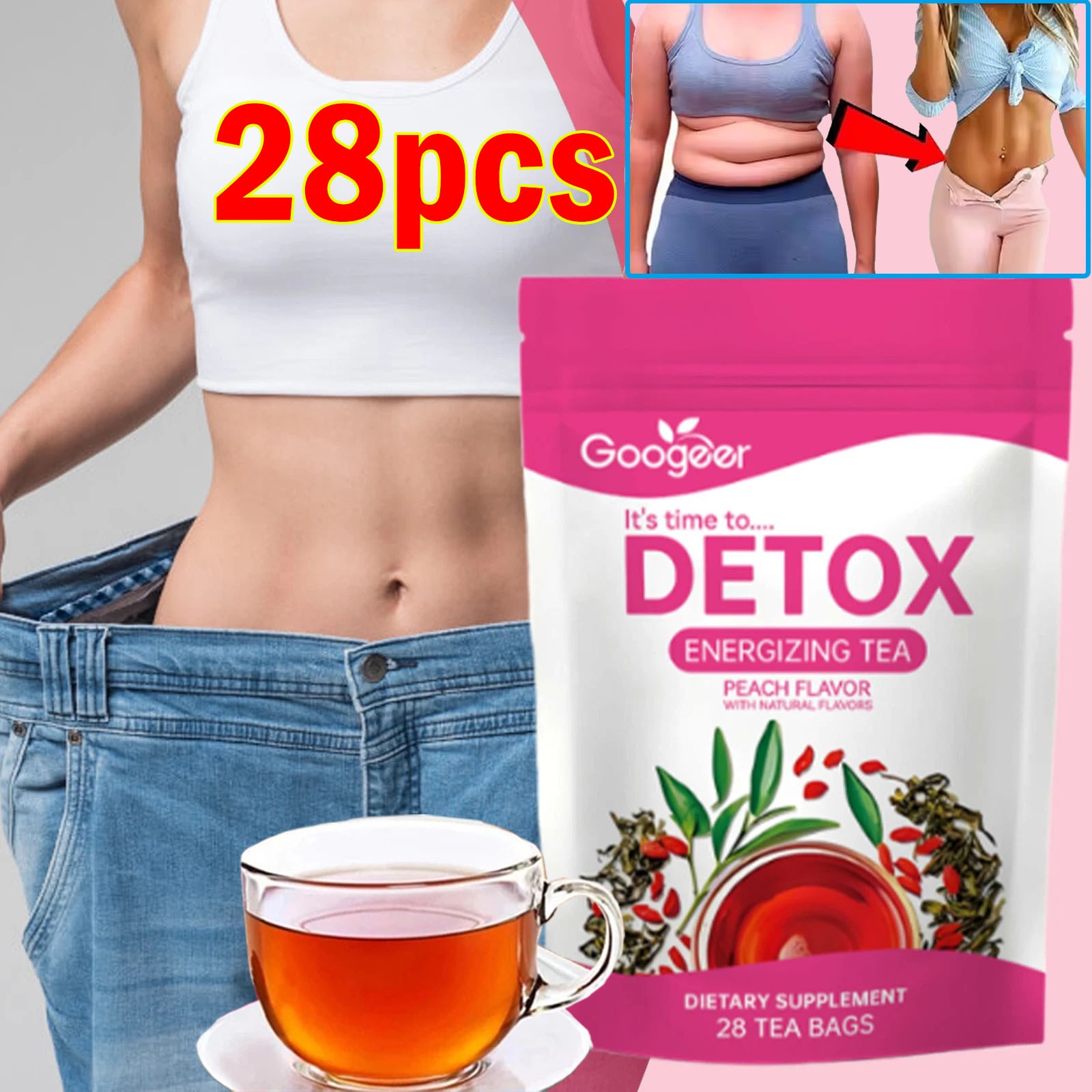 28pcs Slimming Tea Diet Tea ,Detox Tea Weight Loss Slimming RedTea 2026
