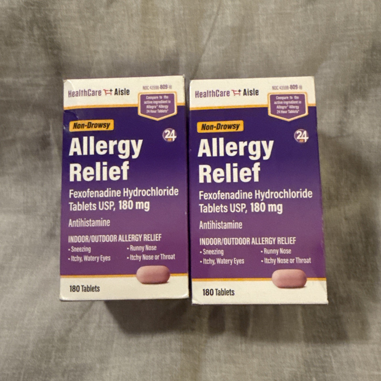 2x! HealthCareAisle Allergy Relief Non-Drowsy 180 Tablets – *EXP 02/2027*