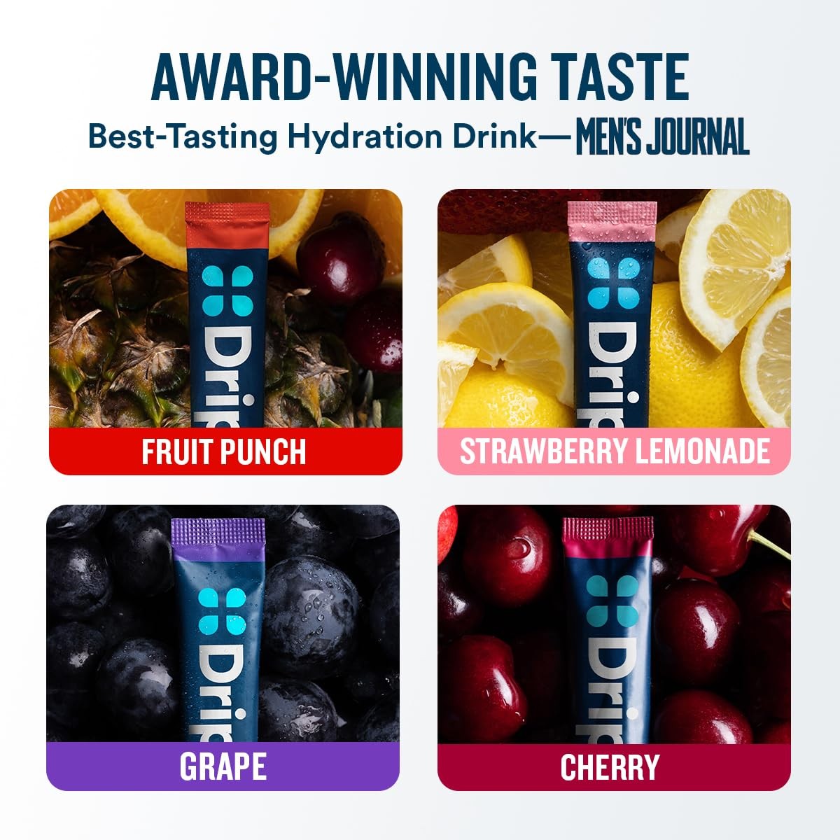 DripDrop Hydration Electrolyte Packets Grape Fruit Flavor Variety Pack 16 Count