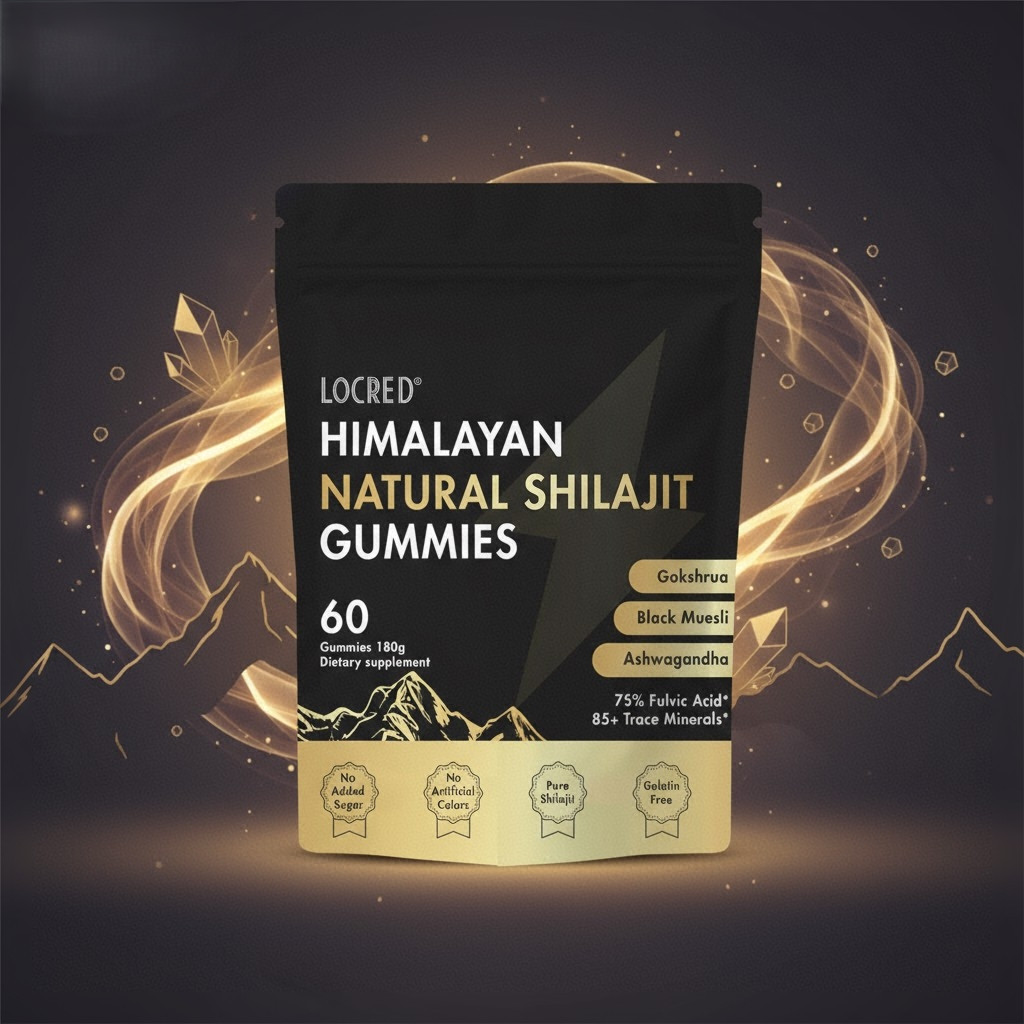 LOCRED Pure Himalayan Shilajit Gummies with Ashwagandha, 60 Count
