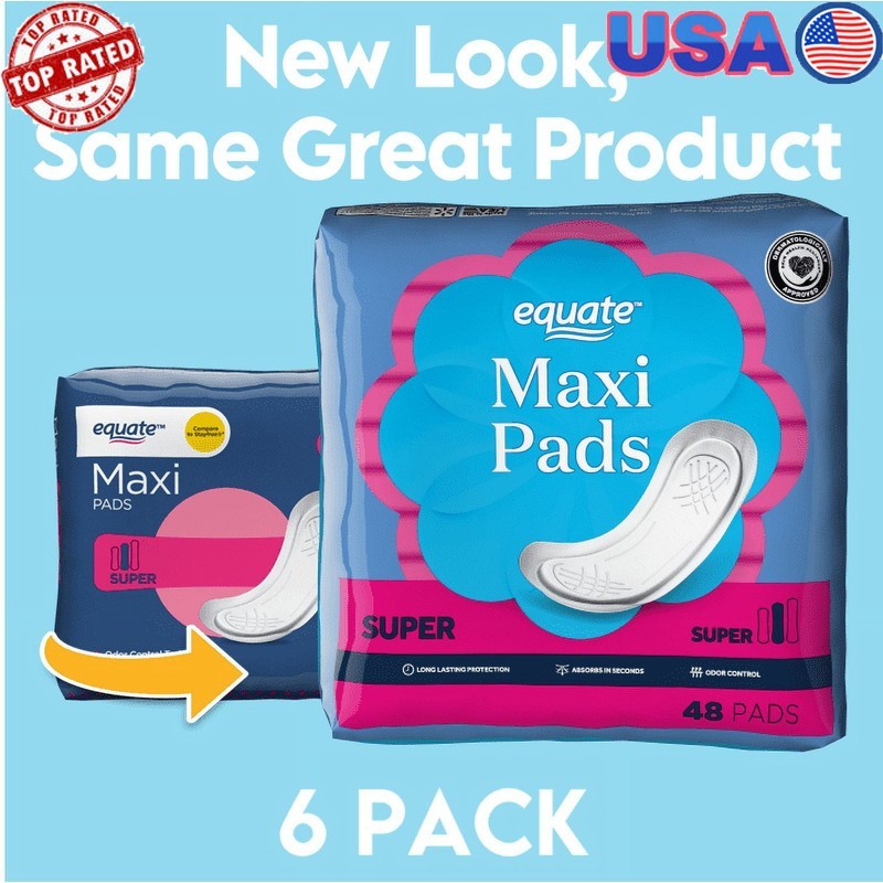 Maxi Pads Super Absorbent Unscented 288 Count Comfortable Fit Odor Control New