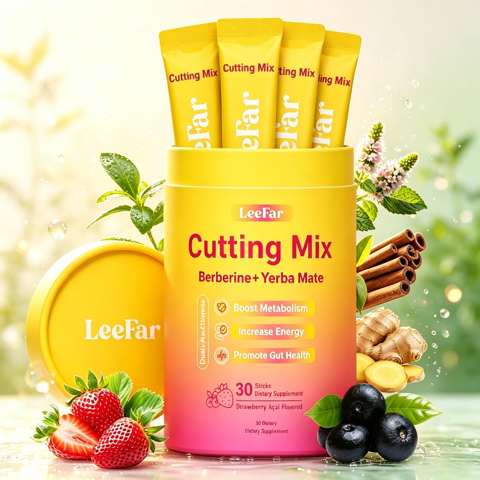 30 Bags LeeFar Cutting Drink Mix – Berberine, Chromium,5-HTP, Yerba Mate US