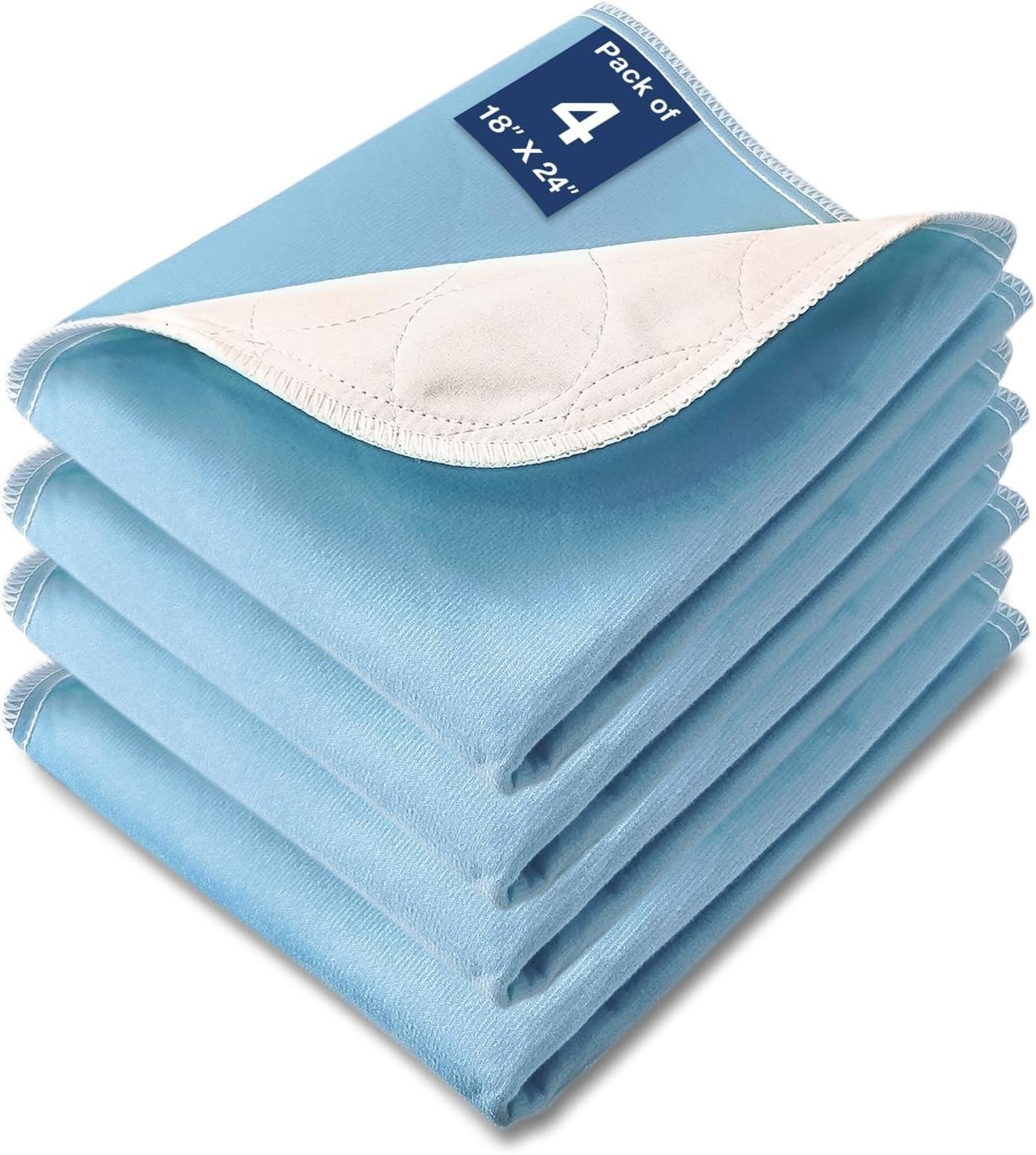 Washable Waterproof Underpads 24×18 Inches Reusable Incontinence Pads for Bed