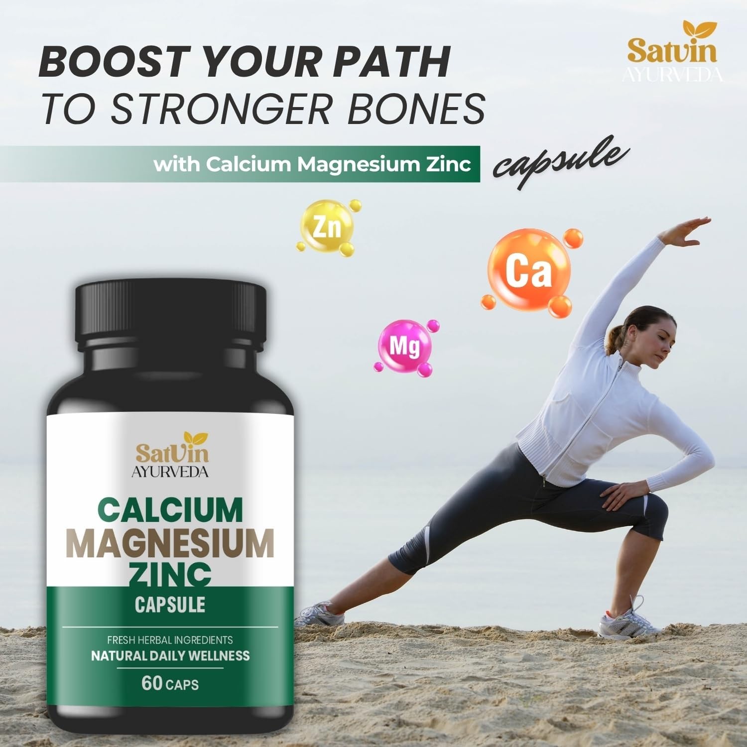 Calcium Magnesium Zinc Bone Joint Immune Support 60 Caps