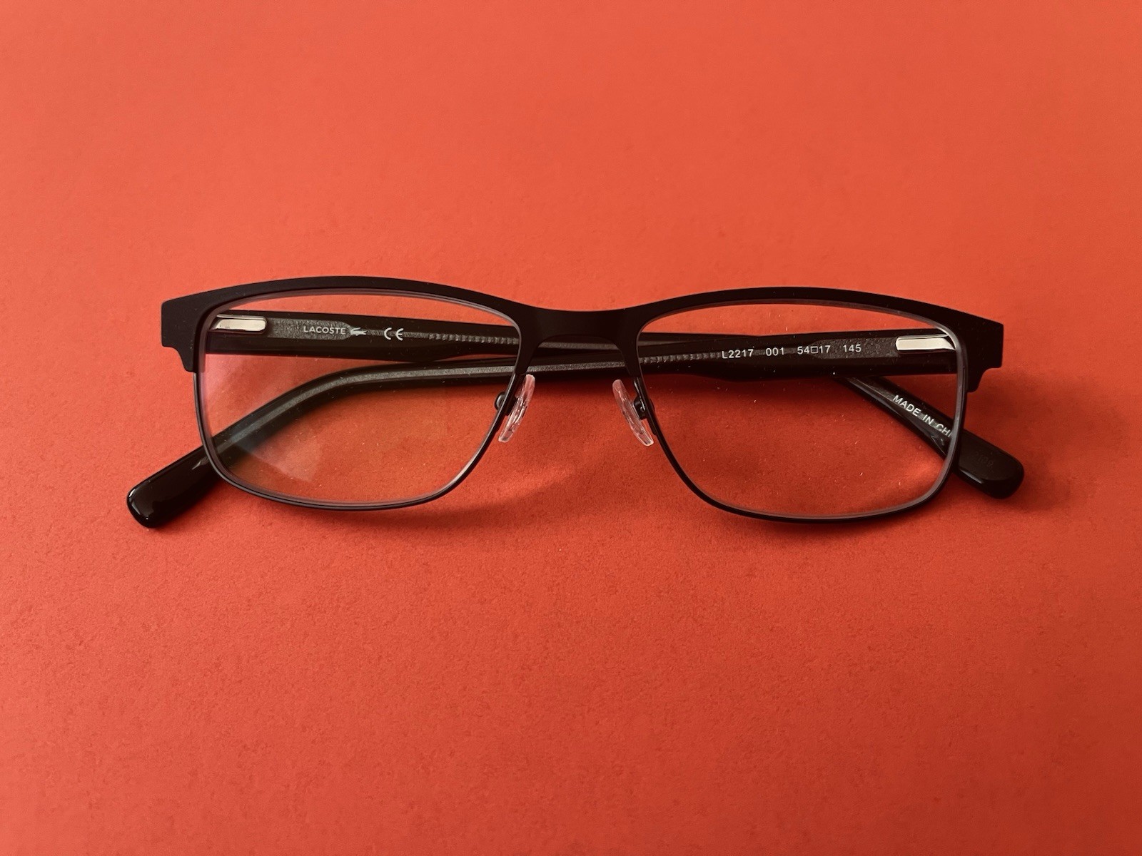 LACOSTE Eyeglasses Frame L2217 001 Matt Black Rectangular Full Rim 54-17-145