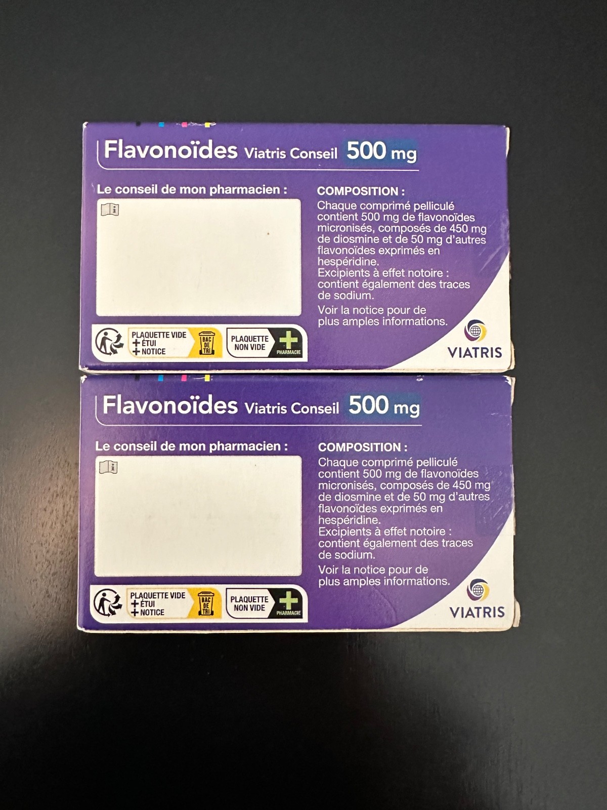 Viatris Conseil 500mg Flavonoids (2 Boxes – 120) generic Daflon for Vein Support