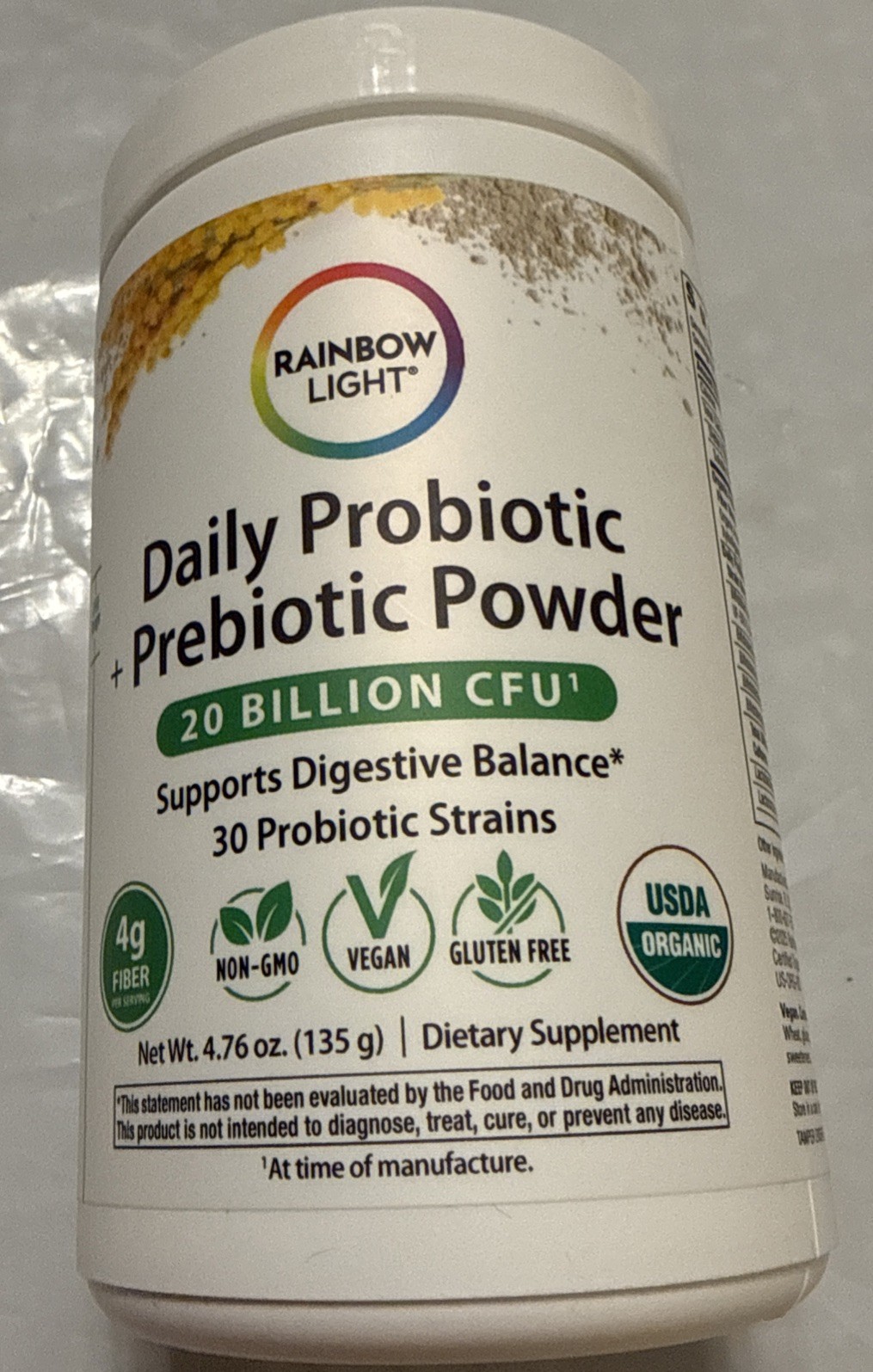 Daily Probiotic & Prebiotic Powder | 4.76 Oz | 20 Billion CFU | by Rainbow Light