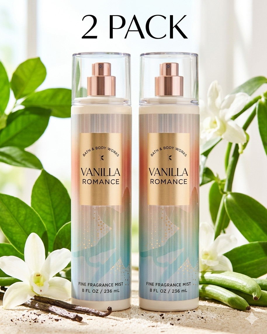 Bath & Body Works Vanilla Romance Fine Fragrance Mist 8oz (2 Pack)
