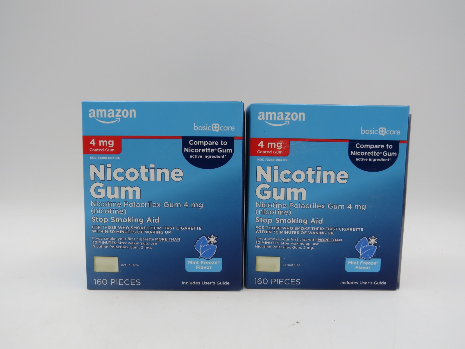 Lot of 2 Amazon Basic Nicotine Replacement Gum 4mg 320pcs mint freeze EXP 07/27