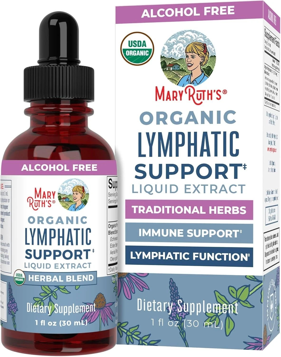 MaryRuth’s Organic Lymphatic Support – Echinacea & Elderberry Drops -Vegan – 30