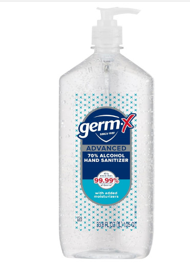 Germ-X Advanced Hand Sanitizer, Moisturizing Gel, 34oz Pump Bottle