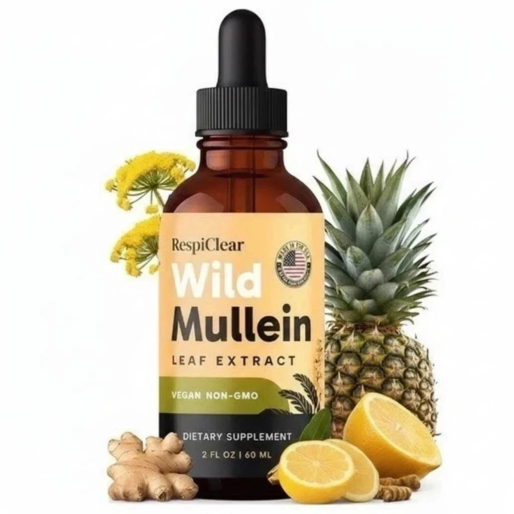 RespiClear Wild Mullein Leaf Extract Liquid Drops Vegan Non-GMO Lemon 1+1FREE